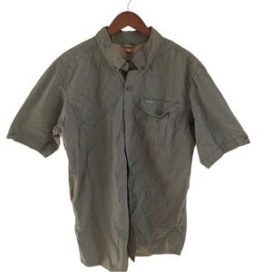 Eddie Bower Button Up Down Shirt Short Sleeve Green Tall Large Cotton‎
